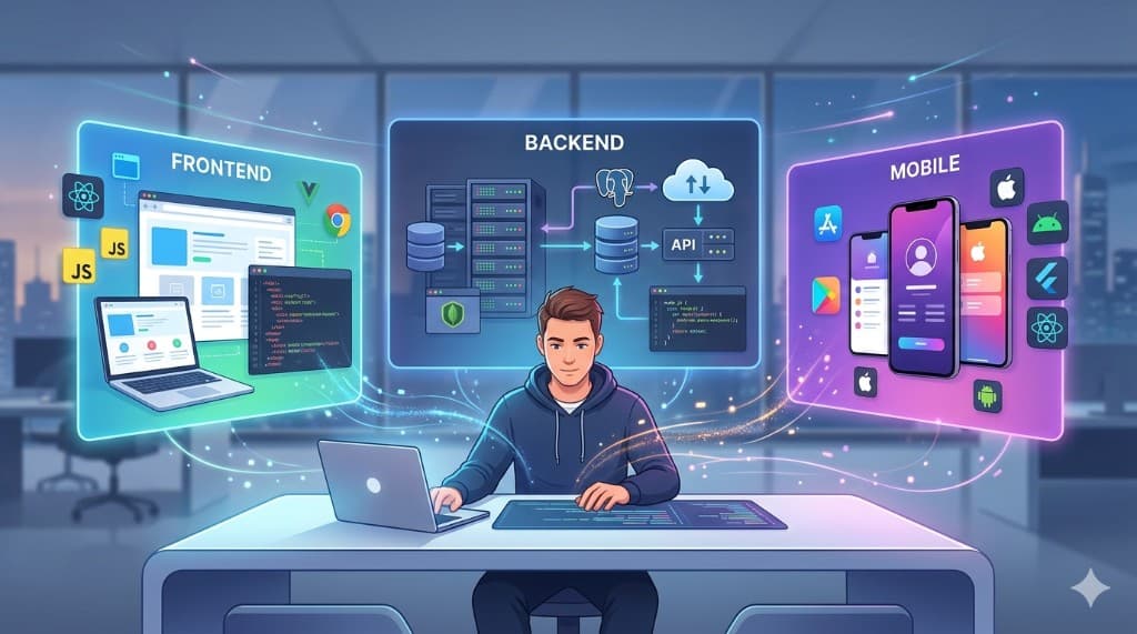 Desenvolvedor full-stack: Frontend, Backend e Mobile